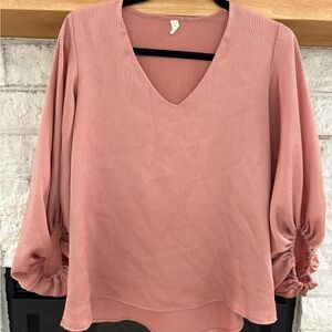 Tyche Dusty Rose V-Neck Blouse